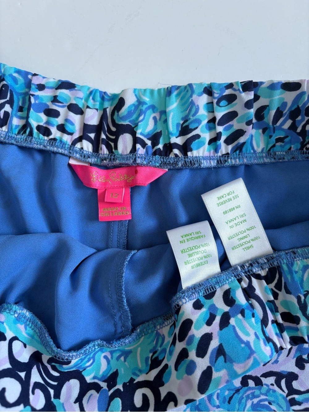 Lilly Pulitzer Mylee Tie Front Shorts Light Aqua Spritz Blue Size 12 *Hem flaw - Picture 4 of 10